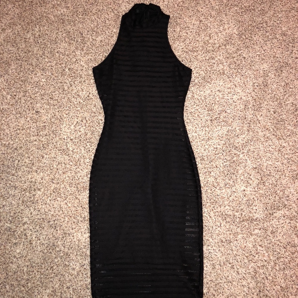Revolve black mesh crochet turtleneck dress Twenty - Picture 4 of 8